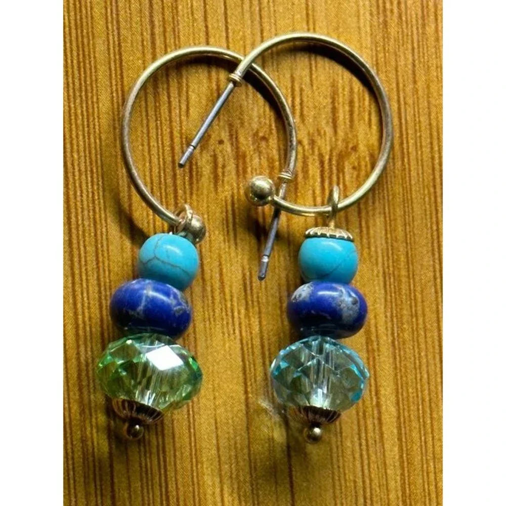 BP. 3-Pair Beaded Dangle Earrings Set Crystal Onyx Multicolor NWT New Boho